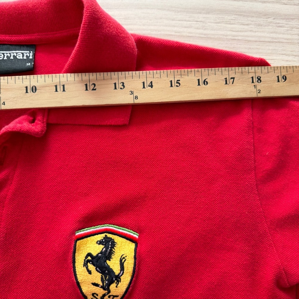 Ferrari Scuderia Shield Logo Pique Polo Shirt Red Medium Good‎ - Picture 6 of 8